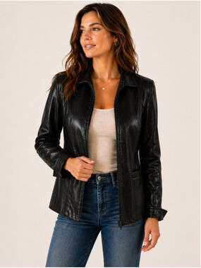 Danier Genuine Leather Jacket Brown Zip Front Made in Canada Sz M